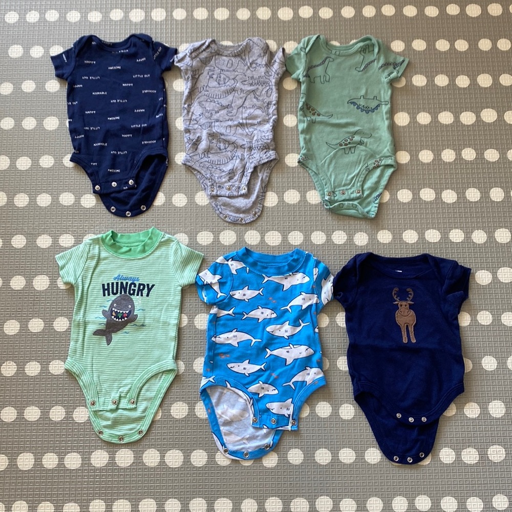 Onesies, Carters- 3 months & Hudson baby- 3-6 months